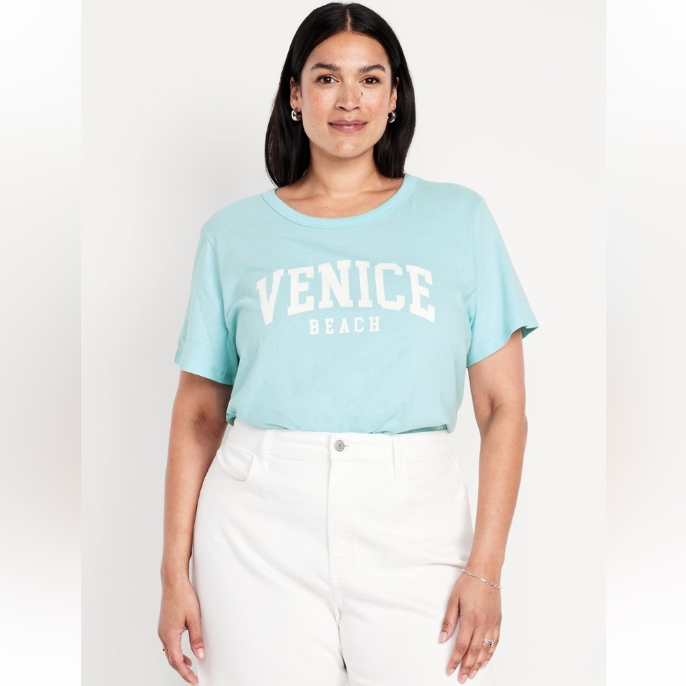 Old Navy Blue Crop Relaxed Short Sleeve Tee